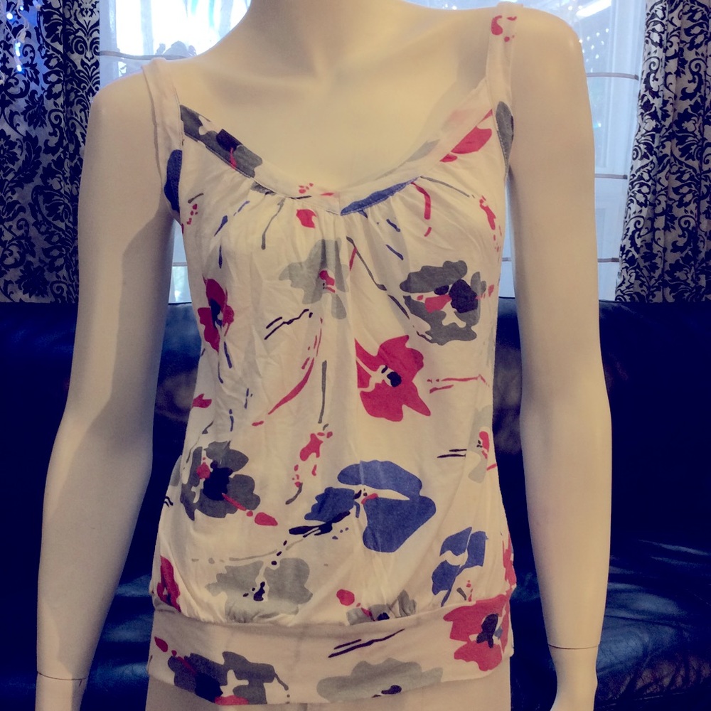 White Talula/Aritzia floral tank top